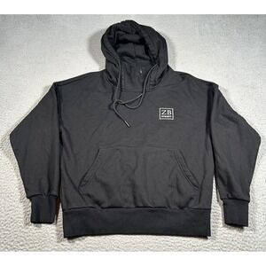 ZB Street Hoodie Mens Small Black Fleece Lined Logo Drawstring Kangaroo‎ Pockets